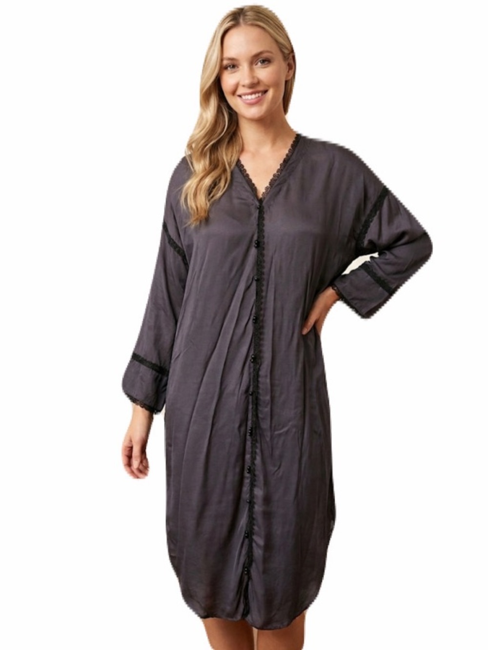 Sana Safinaz Grey Viscose Pull on Midi Dress